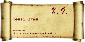 Keszi Irma névjegykártya
